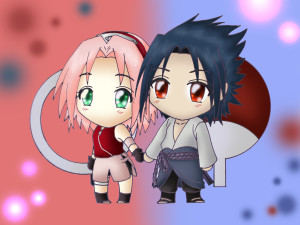 Sasuke Sakura Chibi Wallpaper
