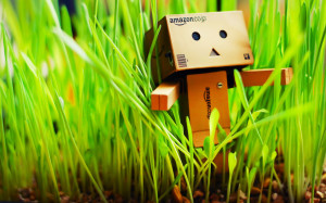 Danbo Behind The Grass Wallpaper