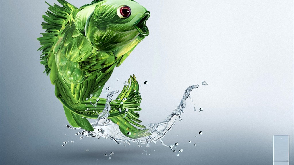 Creative Design 3D Fish Wallpaper