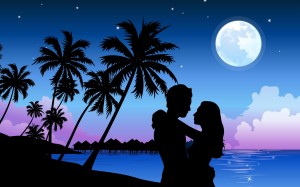 Couple Romantic Love Vector Wallpaper