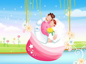 Cute Romantic Love Cartoon Wallpaper