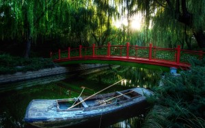 Red Bridge Nature River Wallpaper