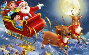 Santa Claus and Chlildren HD Wallpaper