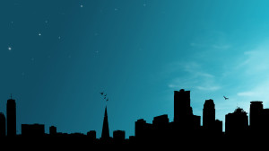 Vector City Blue Wallpaper